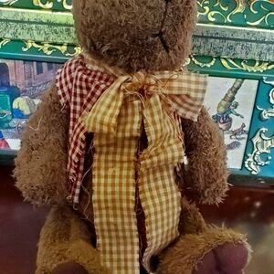 Country Primitive plush Teddybear shelf sitter